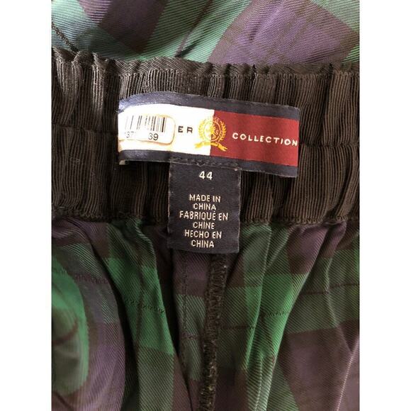 Tommy Hilfiger Pants Preppy Tartan Plaid Check Wide Leg Trousers Navy & Green XL - Picture 8 of 12